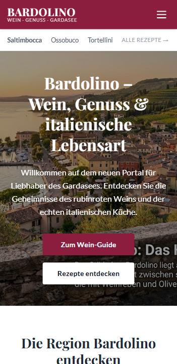 bardolino-online.de auf einem schmalen Bildschirm