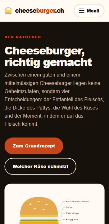 cheeseburger.ch auf einem schmalen Bildschirm